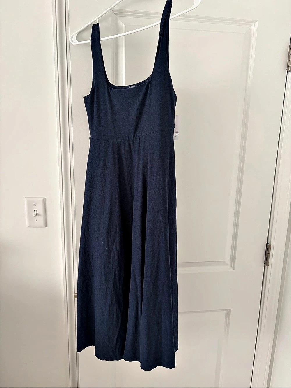 NWT Beyond Yoga Featherweight At The Ready Square Neck Midi Dress Blue Small